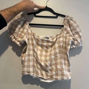 Abercrombie & Fitch Tan Checkered Blouse